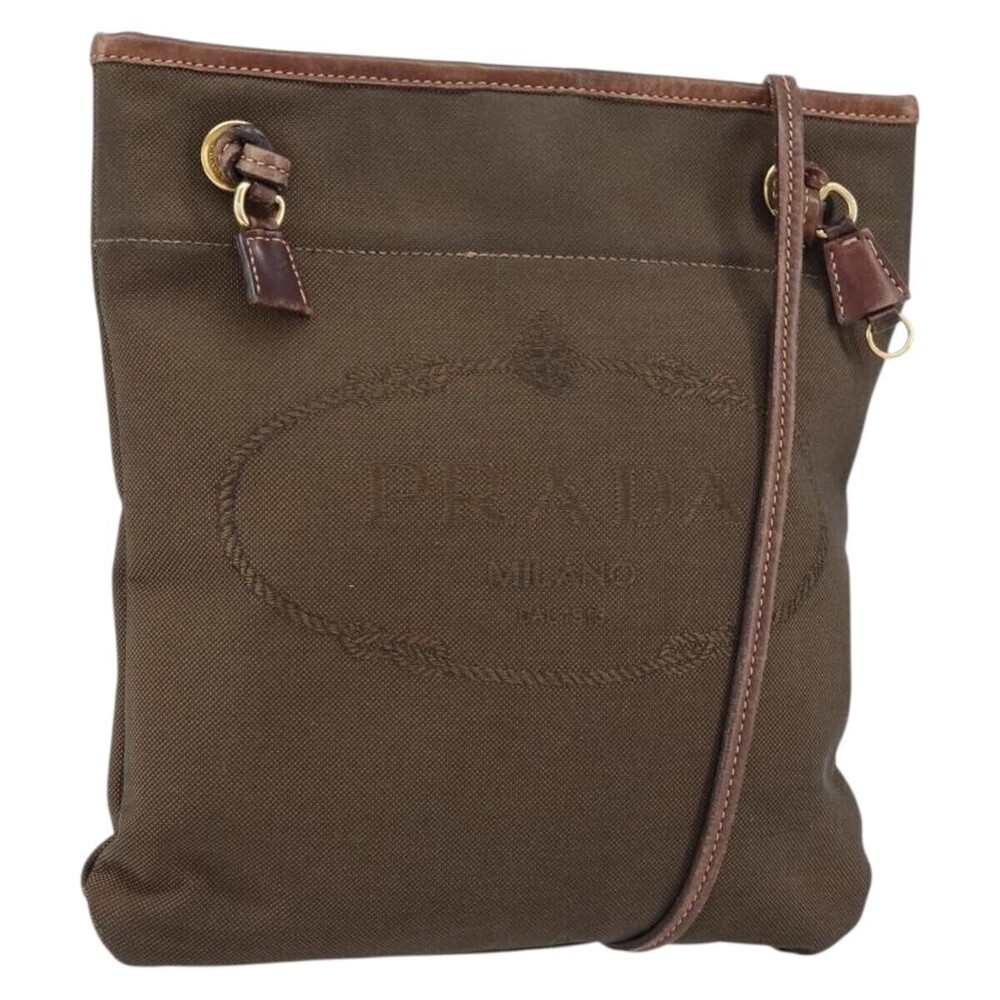Prada Logo Flat Messenger Canvas Medium